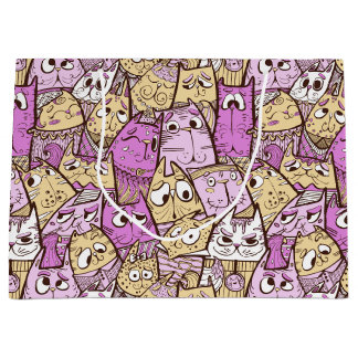 Funny Playful Cats Large Gift Bag