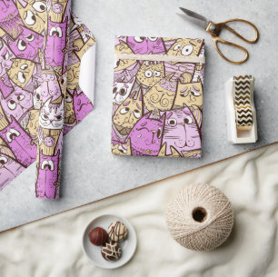 Funny Playful Cats Wrapping Paper