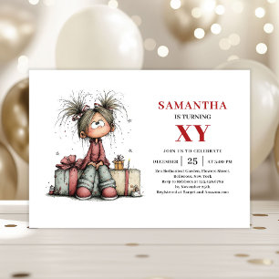Funny Playful Girl Birthday invitation