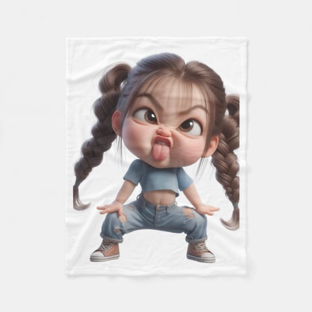 Funny Playful Girl Posing Throw Blanket (Front)
