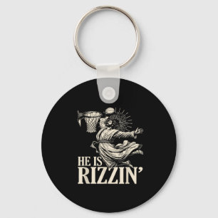 Funny Playing Basketball Easter He Is Rizzin Key Ring
