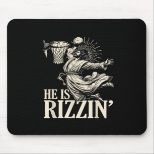 Funny Playing Basketball Easter He Is Rizzin Mouse Pad