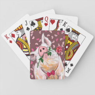 Funny Playing Cards with Gentleman Pig - Romantic