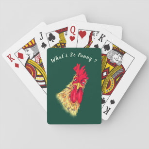 Funny Playing Cards with Surprised Rooster