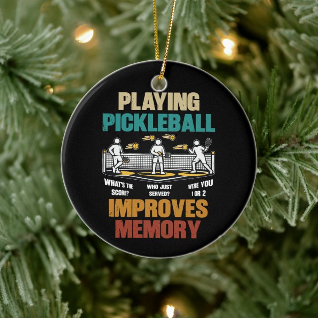 Funny Playing Pickleball Improves Memory Gift Idea Ceramic Tree Decoration (Tree)