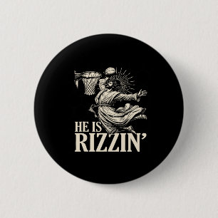 Funny Playing Sketll Easter He Is Rizzin  6 Cm Round Badge