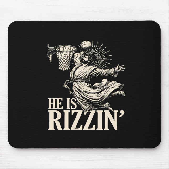 Funny Playing Sketll Easter He Is Rizzin  Mouse Pad (Front)