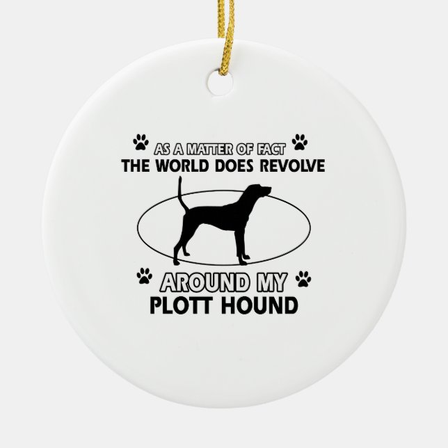 Funny PLOTT HOUND designs Ceramic Tree Decoration (Front)