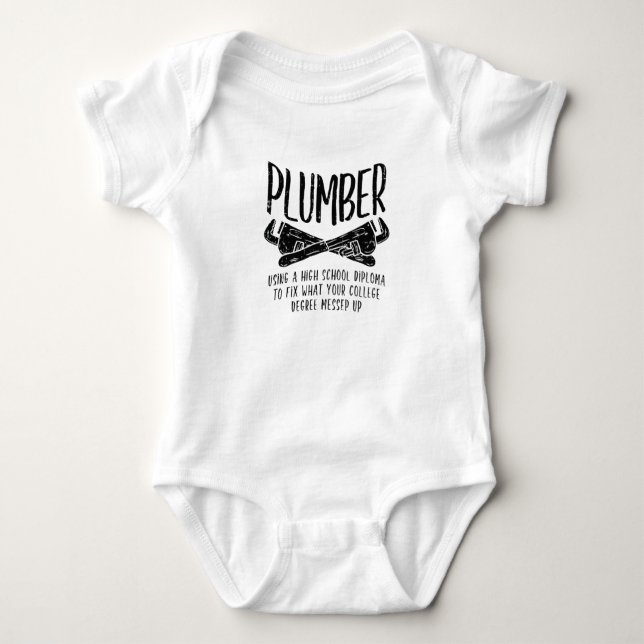 Funny Plumber Baby Bodysuit (Front)