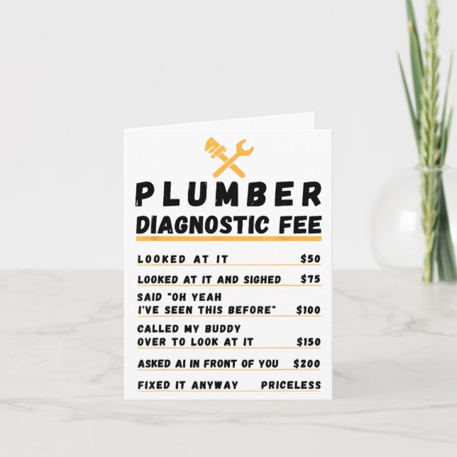 Funny plumber diagnostic fee  card (Front)