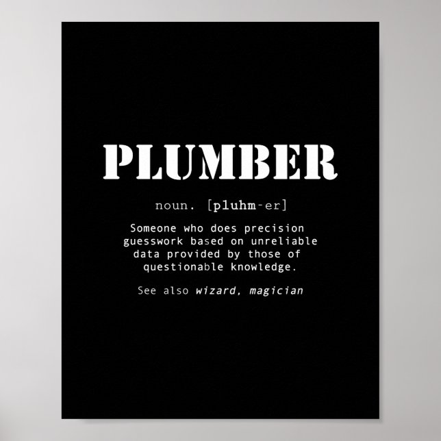 Funny Plumber Gift - Dictionary Definition Poster (Front)