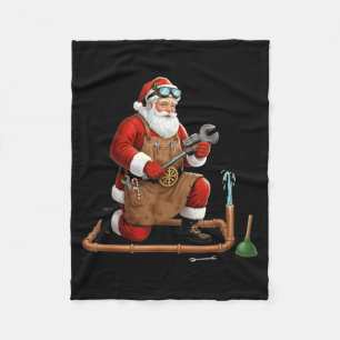 Funny Plumber Santa Christmas Graphic  Fleece Blanket