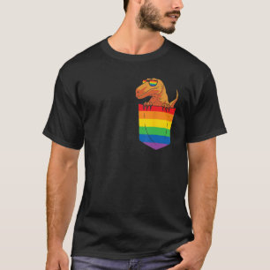 Funny Pocket dinosaur LGBT Animal Rainbow Flag Gay T-Shirt