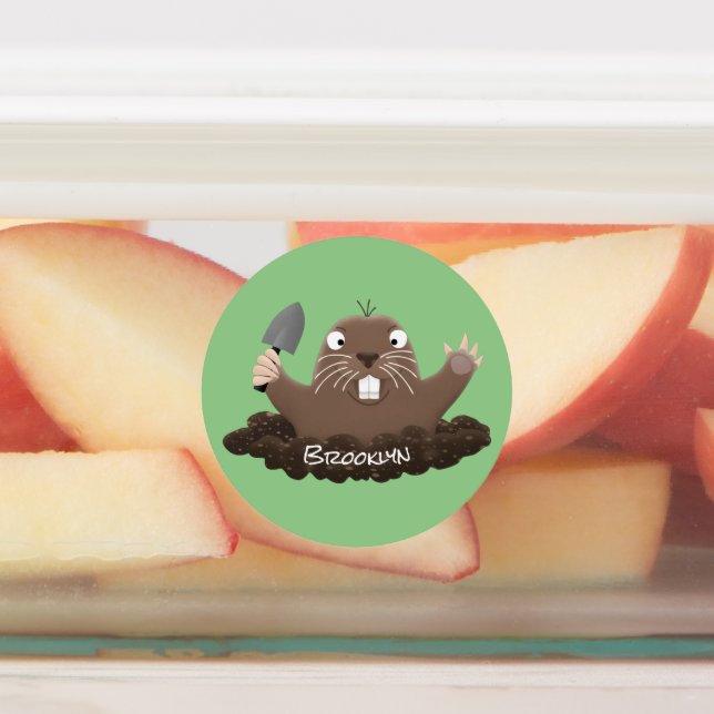 Funny pocket gopher digging cartoon illustration (Affixed)