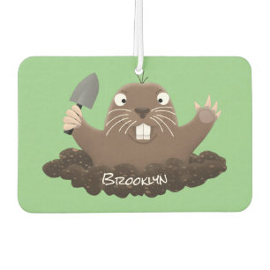 Funny pocket gopher digging cartoon illustration car air freshener