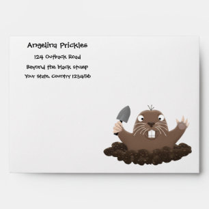 Funny pocket gopher digging cartoon illustration envelope
