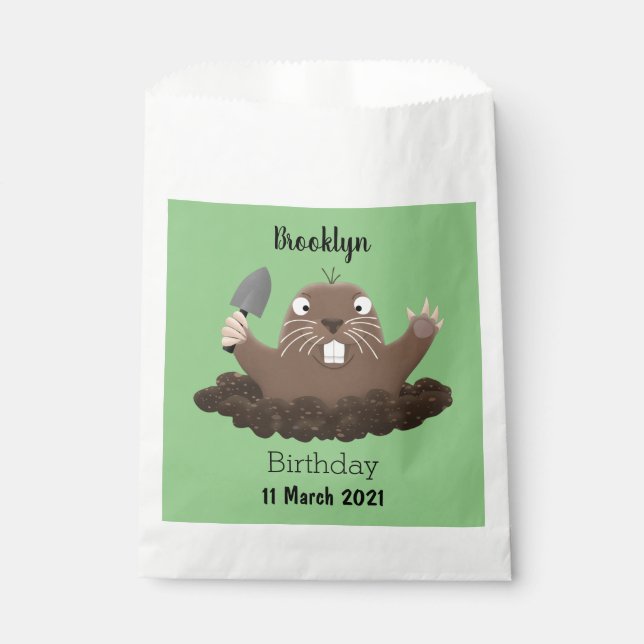 Funny pocket gopher digging cartoon illustration favour bags (Front)