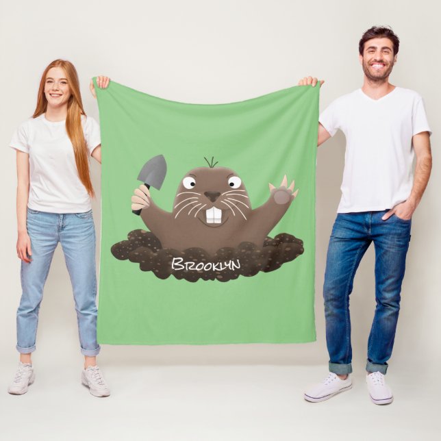 Funny pocket gopher digging cartoon illustration  fleece blanket (In Situ)
