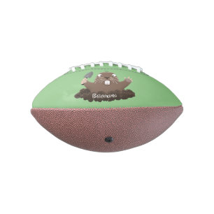 Funny pocket gopher digging cartoon illustration football