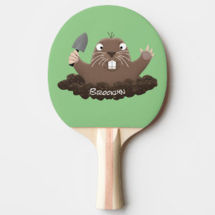 Funny pocket gopher digging cartoon illustration ping pong paddle