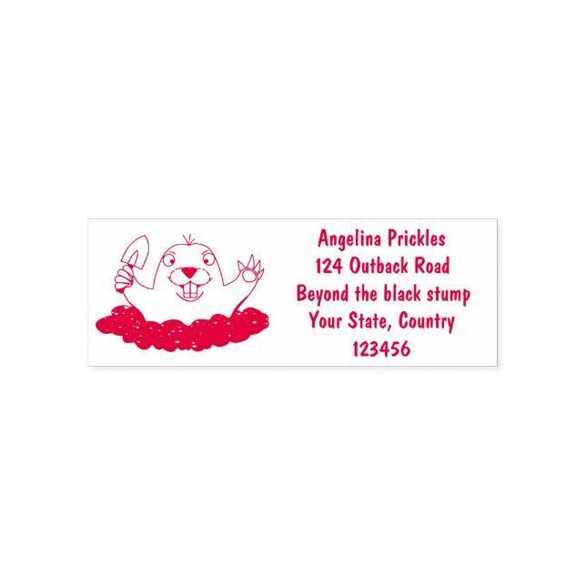 Funny pocket gopher digging cartoon illustration self-inking stamp (Design)