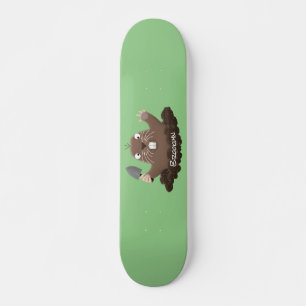 Funny pocket gopher digging cartoon illustration skateboard