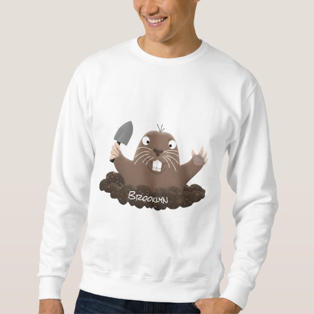 Funny pocket gopher digging cartoon illustration sweatshirt (Front)