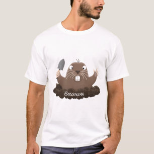 Funny pocket gopher digging cartoon illustration  T-Shirt