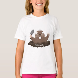 Funny pocket gopher digging cartoon illustration  T-Shirt