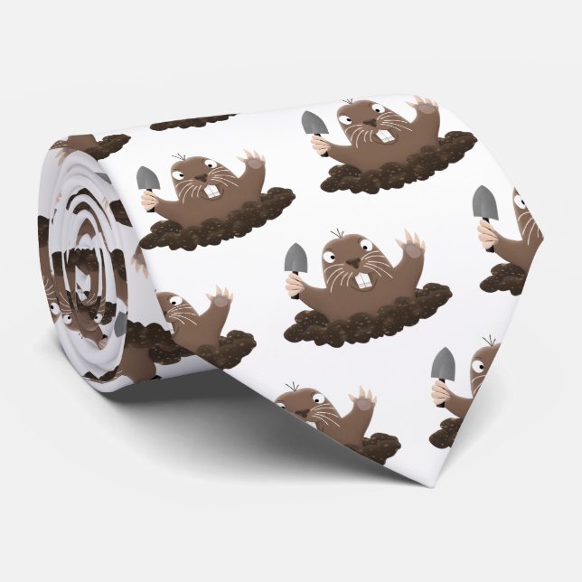 Funny pocket gopher digging cartoon illustration tie (Rolled)