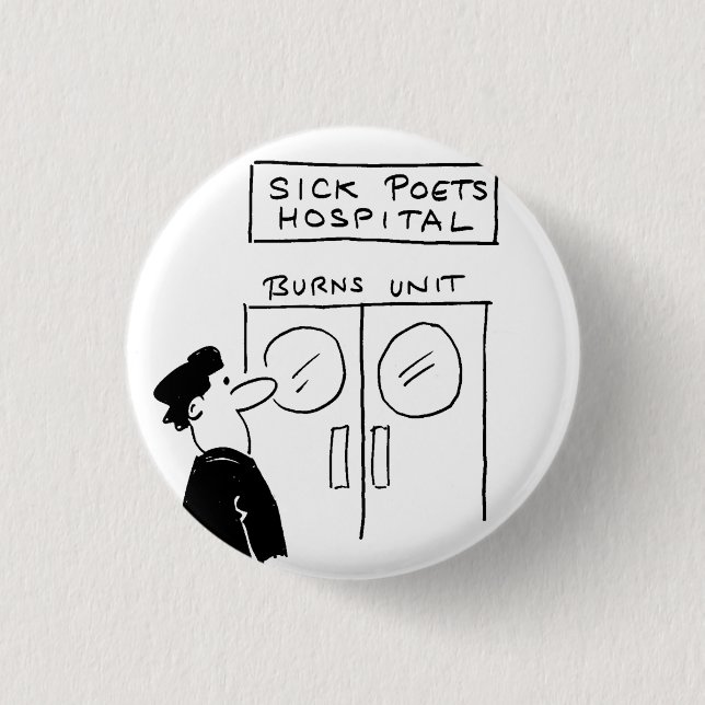 Funny Poet Hospital Cartoon 3 Cm Round Badge (Front)