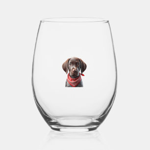 Funny Pointer Shirt Pointer Mum Dad Dog Lover Poin Stemless Wine Glass