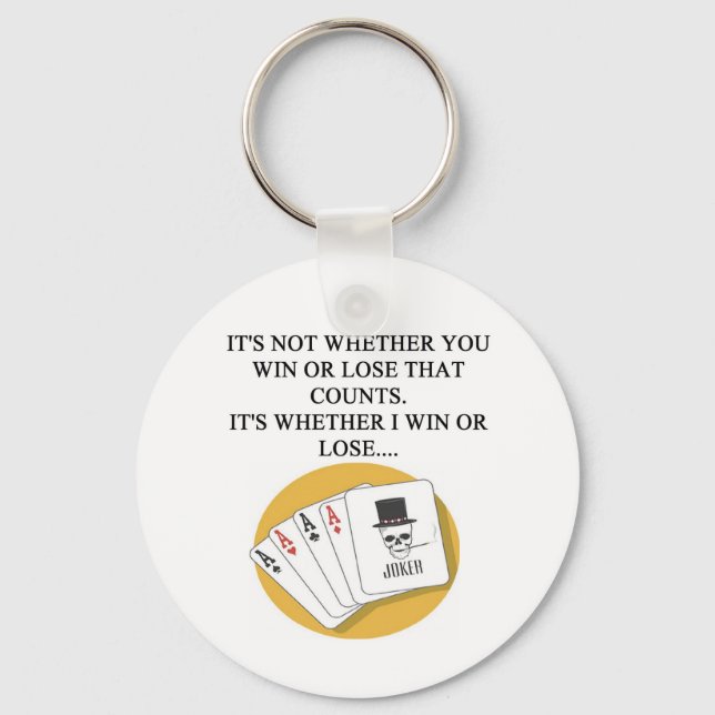 funny poker bridge card player design key ring (Front)