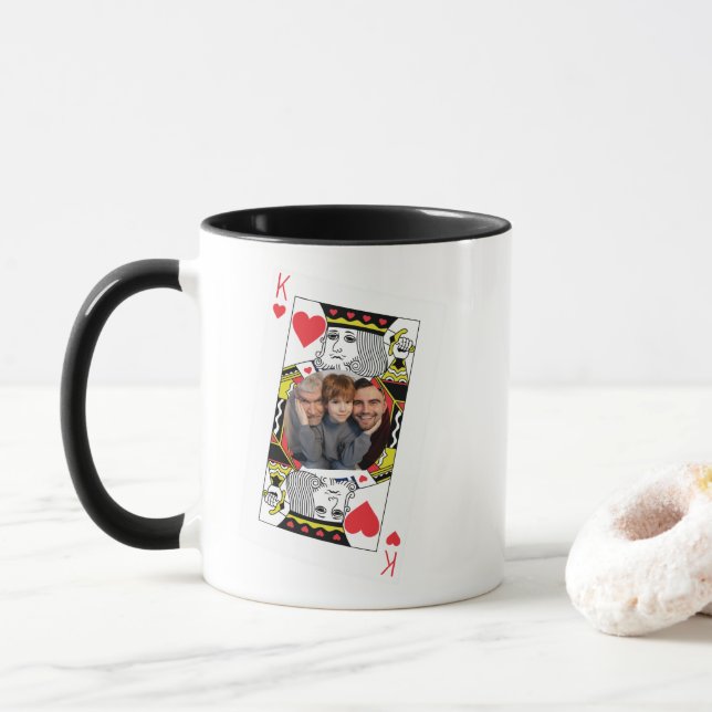 Funny Poker Dad Mug – King Photo Fathers Day Gift  (With Donut)