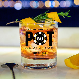 Funny Poker Humour Pot Addiction Whiskey Glass