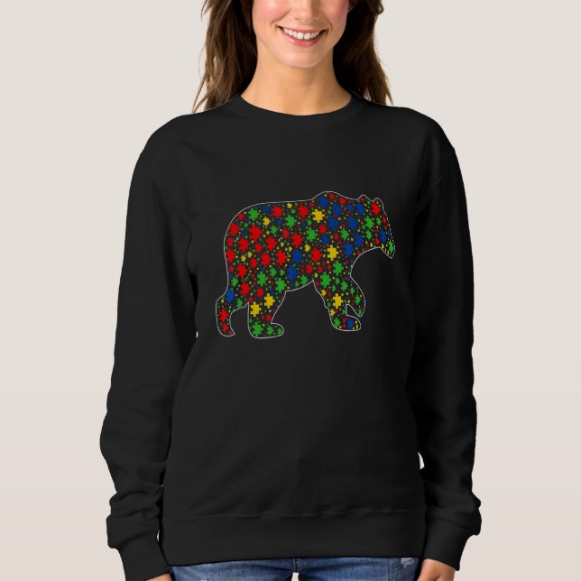 Funny Polar Bear Animals Puzzle Pieces Autism Awar Sweatshirt (Front)