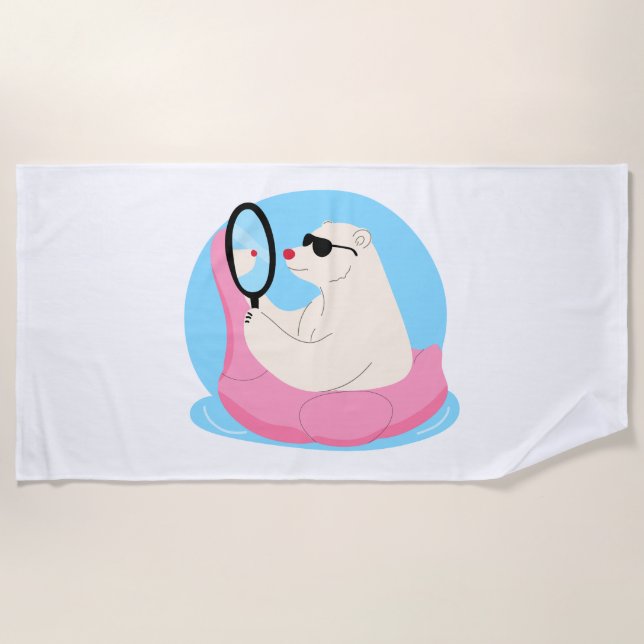 Funny Polar Bear Beach Towel (Front)