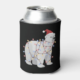 Funny Polar Bear Christmas Animal Lights Lover  Can Cooler