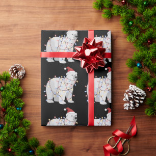 Funny Polar Bear Christmas Animal Lights Lover  Wrapping Paper