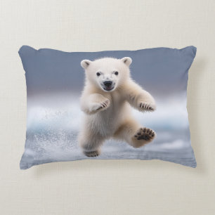 Funny Polar Bear Cub Decorative Cushion