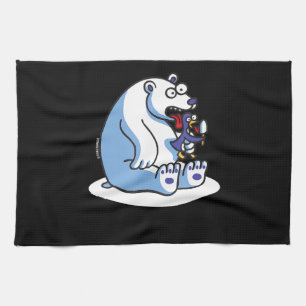 Funny Polar Bear Penguin Ice Cream Animal Lover Tea Towel