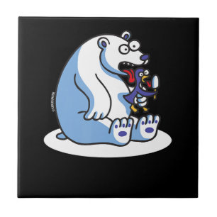 Funny Polar Bear Penguin Ice Cream Animal Lover Tile
