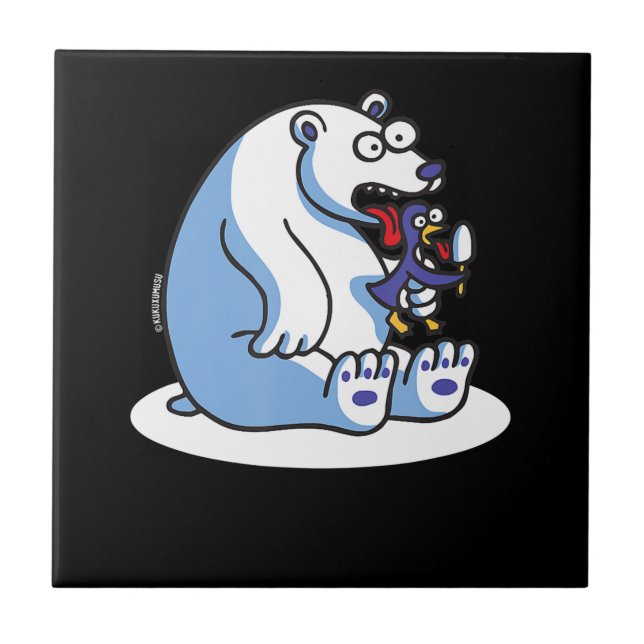 Funny Polar Bear Penguin Ice Cream Animal Lover Tile (Front)