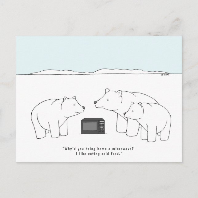 Funny Polar Bear Picture Cartoon Cub Joke Postcard (Front)