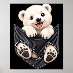 Funny polar bear pocket for men and women cute poster