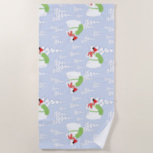 funny polar bear santa beach towel