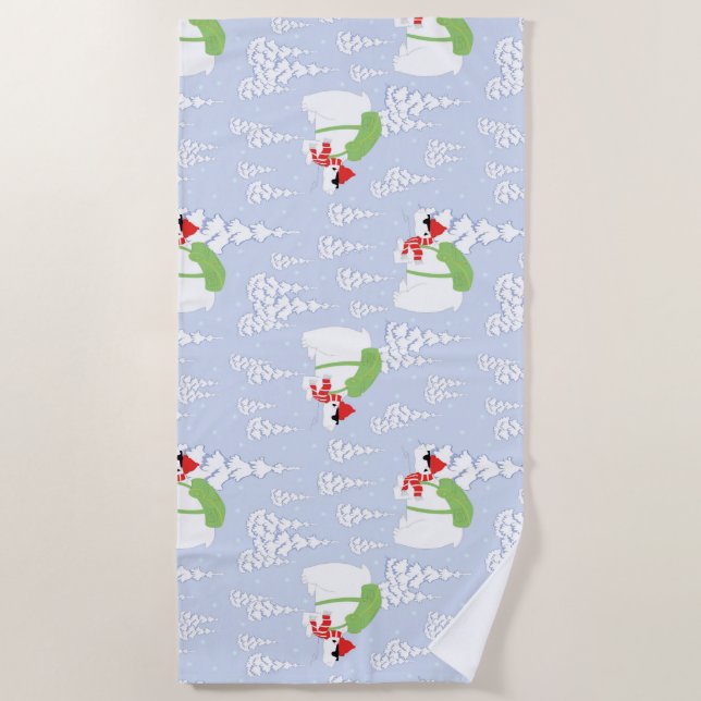 funny polar bear santa beach towel (Front)