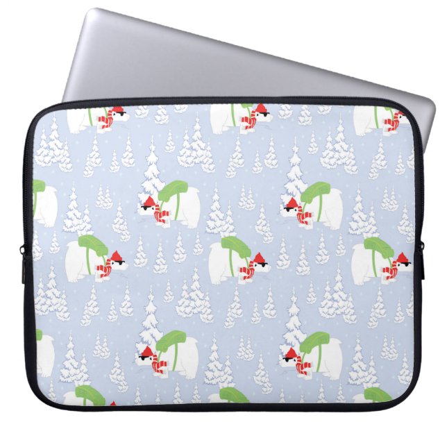 funny polar bear santa laptop sleeve (Front)
