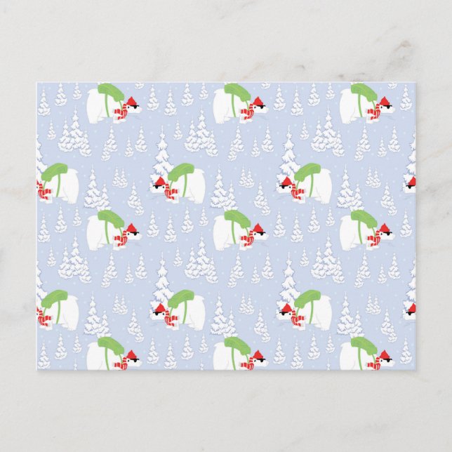 funny polar bear santa postcard (Front)