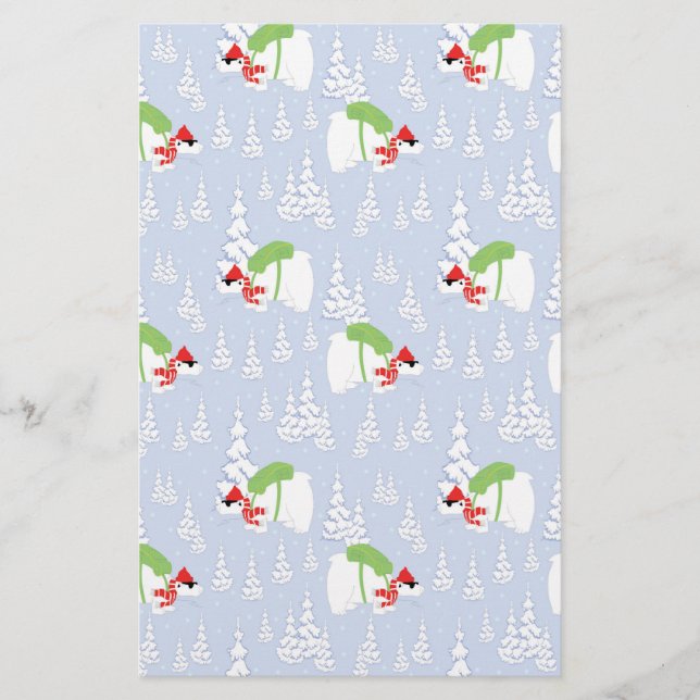 funny polar bear santa stationery (Front)